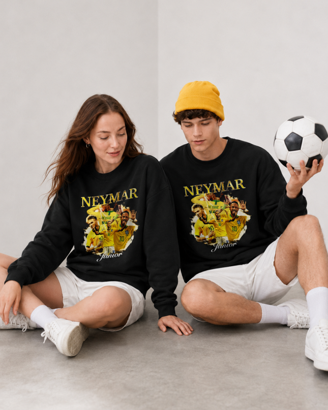 Neymar Jr Brazil Seleção Yellow Gold Celebration Multi-Pose Unisex Fan Crewneck