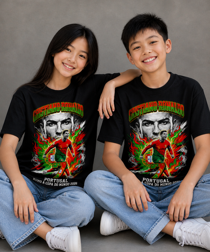 T-shirt Enfant Fan Cristiano Ronaldo Portugal #7 En route pour la Coupe du Monde 2026