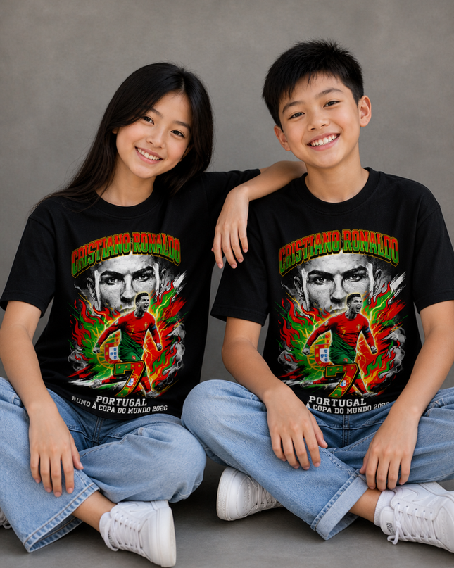 Cristiano Ronaldo Portugal #7 Rumo à Copa do Mundo 2026 Kids Fan T-Shirt