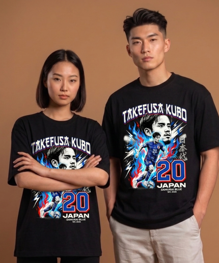 Takefusa Kubo #20 Japan Samurai Blue Soccer World Cup 2026 Unisex Fan T-Shirt