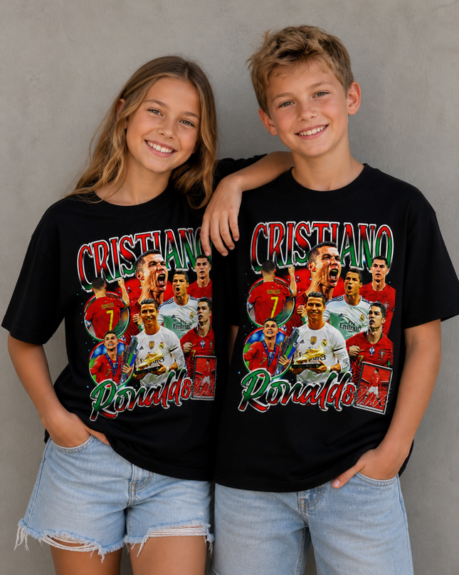 Cristiano Ronaldo Multi-Era Vintage Collage Kids Fan T-Shirt