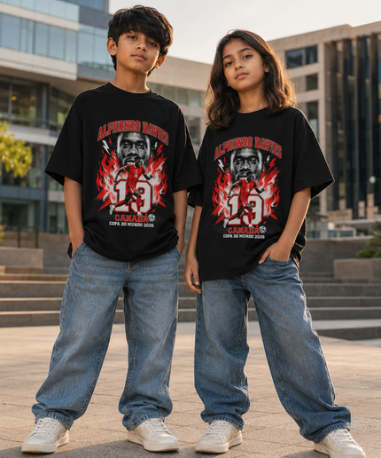 Alphonso Davies #19 Canada Copa do Mundo 2026 Kids Fan T-Shirt