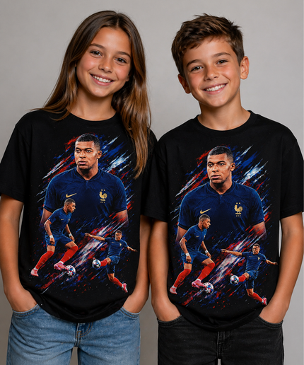 Kylian Mbappé France Action Collage Kids Fan T-Shirt