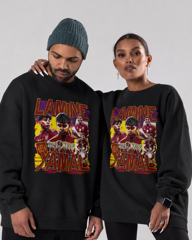 Lamine Yamal Spain Purple Gold Vintage Bootleg Unisex Fan Crewneck