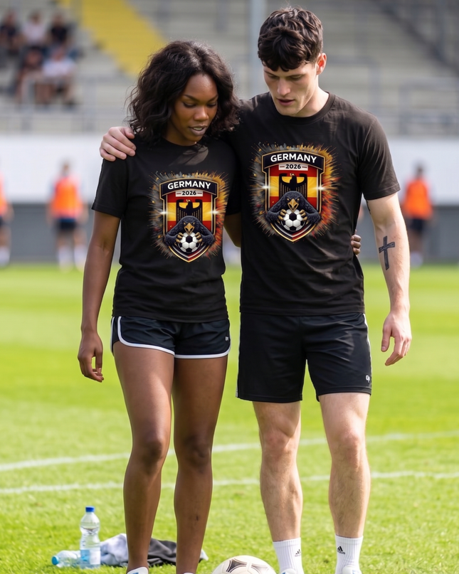 Germany 2026 Black Eagle Shield Crest Gold Explosion Soccer World Cup Unisex Fan T-Shirt