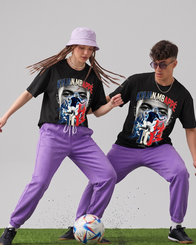 Kylian Mbappé #10 France Portrait de Feu Coupe du Monde 2026 T-Shirt Unisexe pour Fans