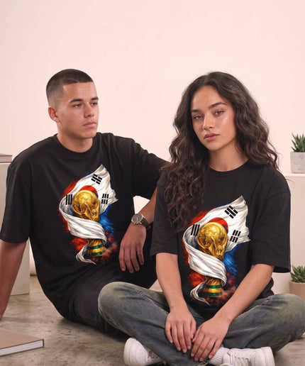South Korea World Cup Trophy Flag Fire Soccer World Cup 2026 Unisex Fan T-Shirt