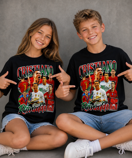 Cristiano Ronaldo Multi-Era Vintage Collage Kids Fan T-Shirt