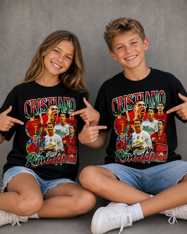 Cristiano Ronaldo Multi-Era Vintage Collage Kids Fan T-Shirt