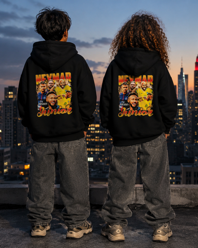 Neymar Junior Vintage Bootleg Multi-Era Collage Kids Fan Hoodie