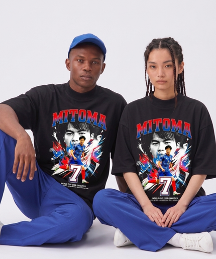 T-shirt unisexe fan Kaoru Mitoma #7 Japon Coupe du Monde 2026 Qualifié Samurai Blue