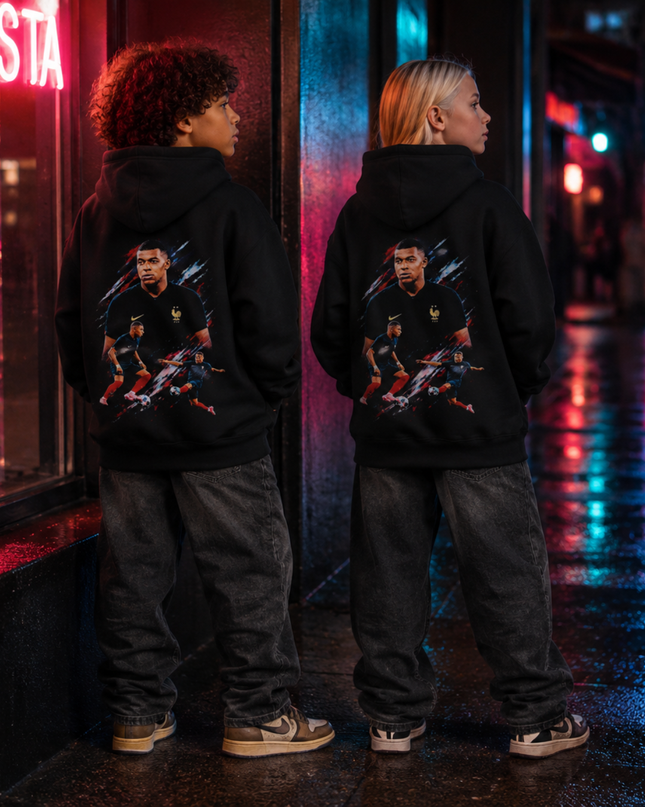 Kylian Mbappé France Action Collage Kids Fan Hoodie