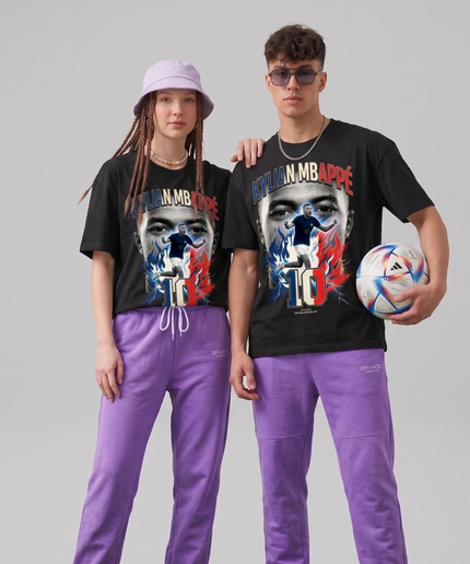 Kylian Mbappé #10 France Fire Portrait Copa do Mundo 2026 Unisex Fan T-Shirt