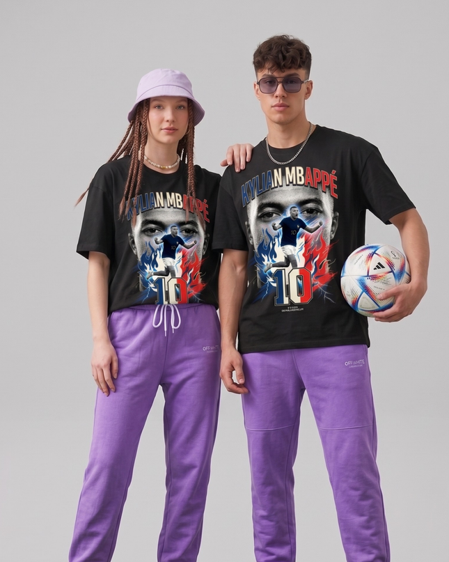 Kylian Mbappé #10 France Portrait de Feu Coupe du Monde 2026 T-Shirt Unisexe pour Fans