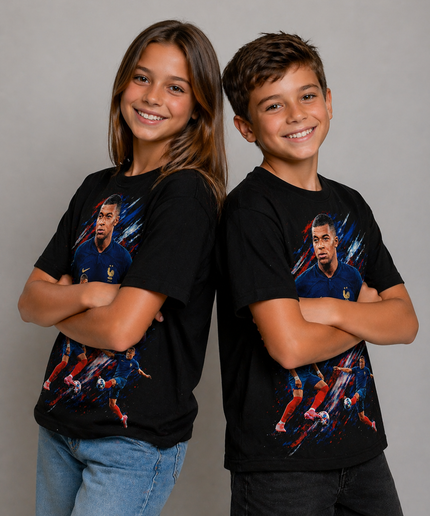 Kylian Mbappé France Action Collage Kids Fan T-Shirt