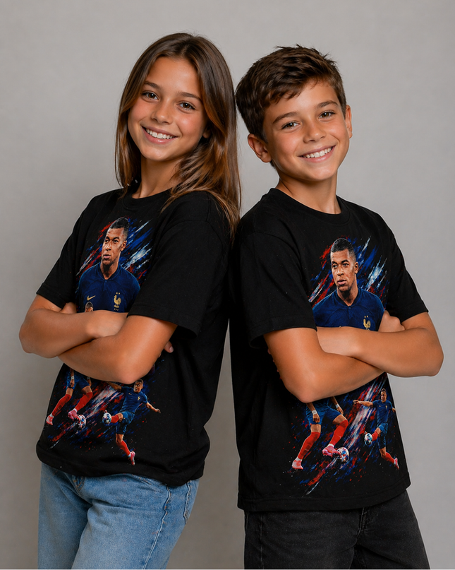 T-shirt Enfant Kylian Mbappé France Action Collage Pour Fan