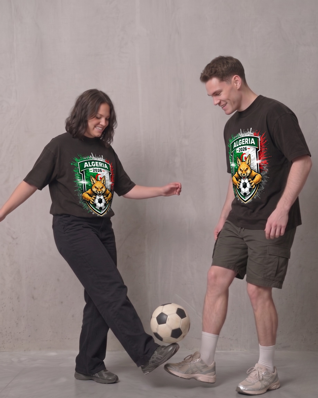T-shirt unisexe pour fans de la Coupe du Monde de Football 2026 Algérie Desert Fox Shield