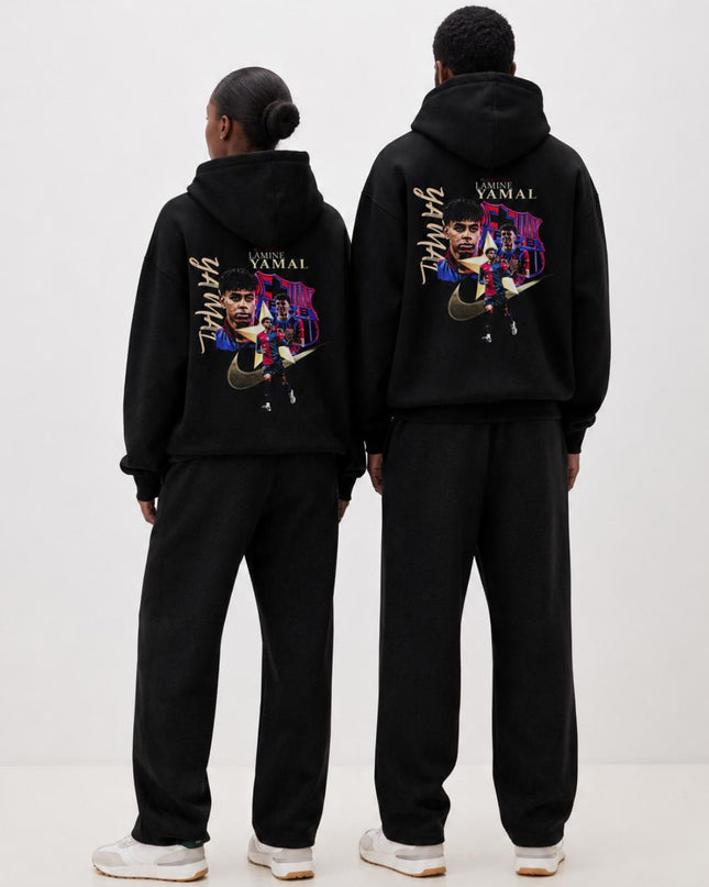 Lamine Yamal Barcelone Signature Swoosh Collage Sweat à Capuche Unisexe Fan