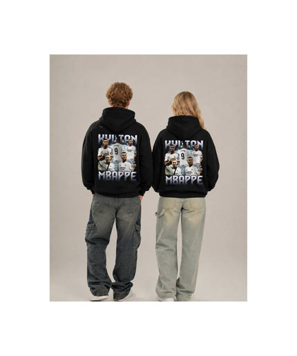 Kylian Mbappe #9 Real Madrid Vintage Bootleg Collage Unisex Fan Hoodie
