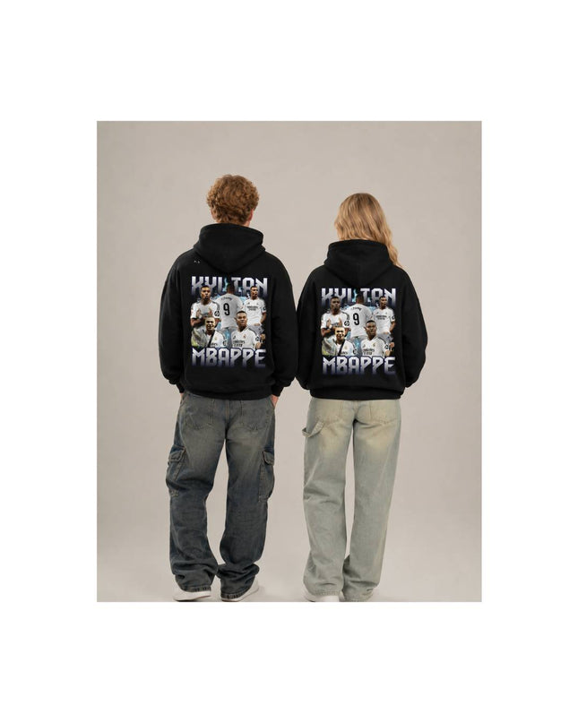 Kylian Mbappe #9 Real Madrid Vintage Bootleg Collage Unisex Fan Hoodie