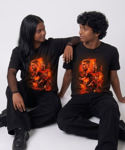 Kevin De Bruyne #17 Belgique Diables Rouges Duo de Feu Coupe du Monde de Football 2026 T-shirt Unisexe pour Fans