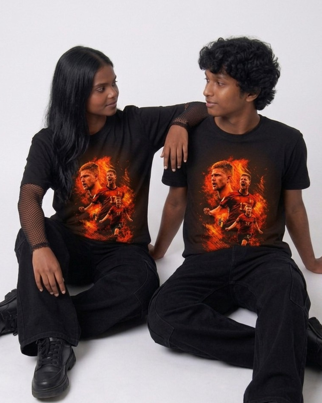 Kevin De Bruyne #17 Belgium Red Devils Fire Duo Soccer World Cup 2026 Unisex Fan T-Shirt