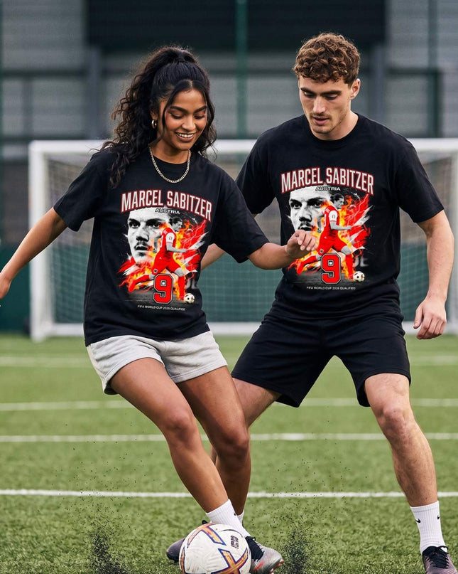 T-shirt Unisexe Fan Marcel Sabitzer #9 Autriche Coupe du Monde de Football 2026 Qualifié