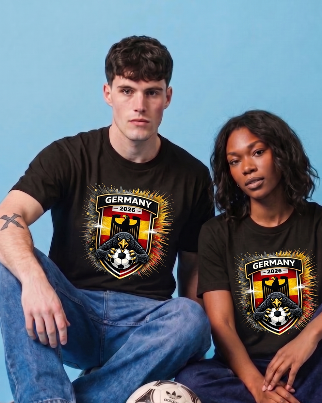 Germany 2026 Black Eagle Shield Crest Gold Explosion Soccer World Cup Unisex Fan T-Shirt