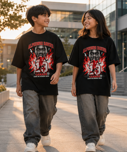 Alphonso Davies #19 Canada Copa do Mundo 2026 Kids Fan T-Shirt