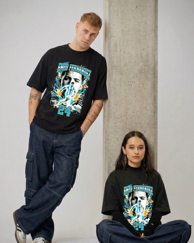 Enzo Fernández #24 Argentina Lightning Phoenix Unisex Fan T-Shirt