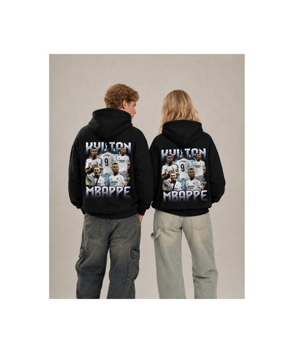 Kylian Mbappe #9 Real Madrid Vintage Bootleg Collage Unisex Fan Hoodie