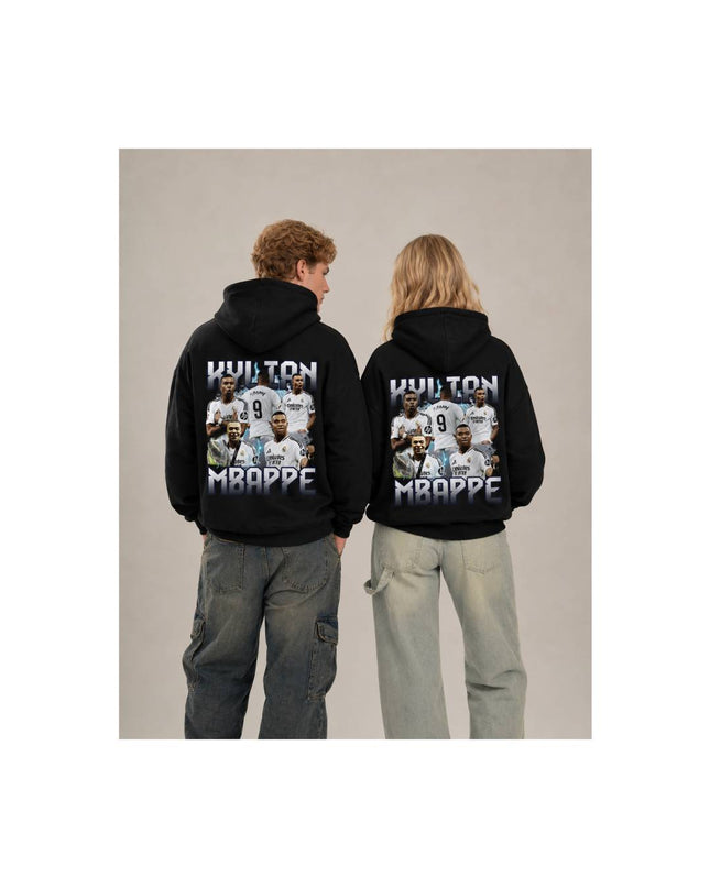 Kylian Mbappe #9 Real Madrid Vintage Bootleg Collage Unisex Fan Hoodie