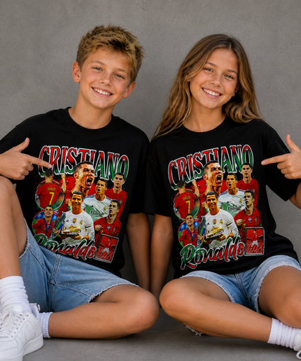 Cristiano Ronaldo Multi-Era Vintage Collage Kids Fan T-Shirt