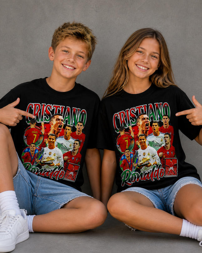 Cristiano Ronaldo Multi-Era Vintage Collage Kids Fan T-Shirt