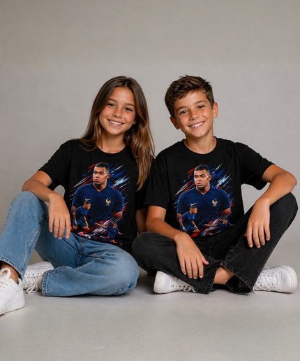 Kylian Mbappé France Action Collage Kids Fan T-Shirt