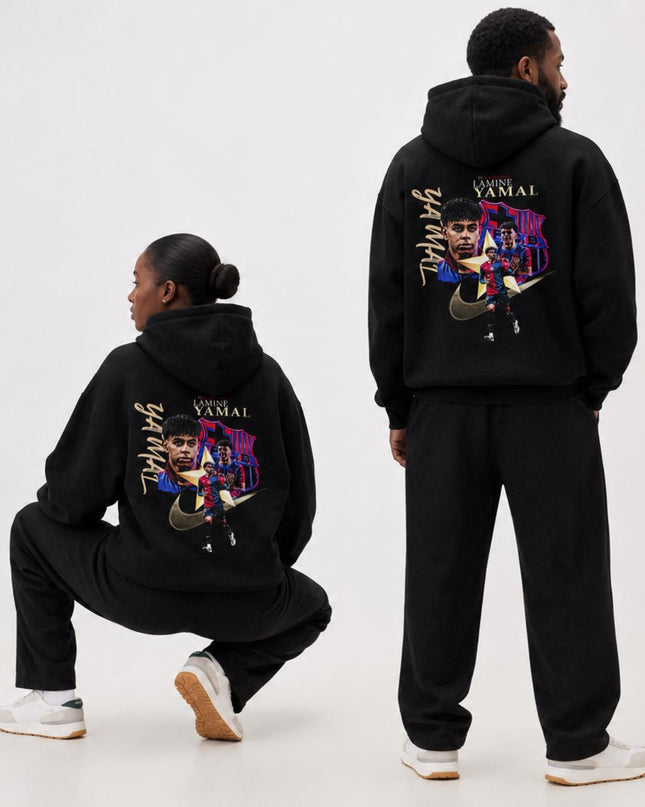 Lamine Yamal Barcelone Signature Swoosh Collage Sweat à Capuche Unisexe Fan