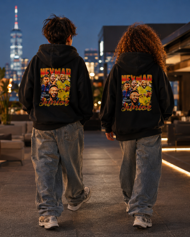 Neymar Junior Vintage Bootleg Multi-Era Collage Kids Fan Hoodie