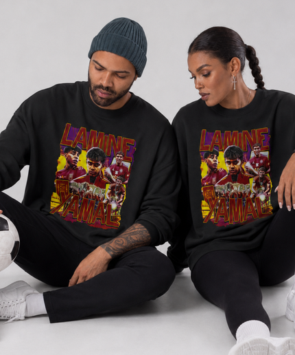 Lamine Yamal Spain Purple Gold Vintage Bootleg Unisex Fan Crewneck
