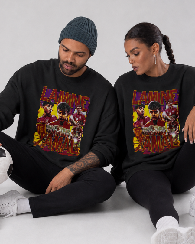 Lamine Yamal Spain Purple Gold Vintage Bootleg Unisex Fan Crewneck