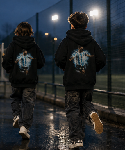 Lionel Messi Argentine #10 Fumée Bleue Célébration Enfants Fan Hoodie