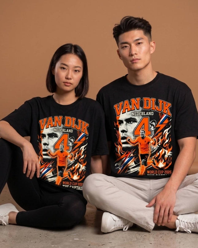 T-shirt unisexe fan Virgil van Dijk #4 Pays-Bas Le Capitaine Coupe du Monde 2026