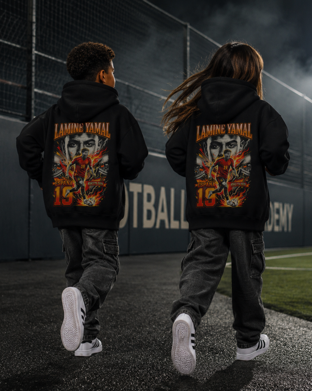 Lamine Yamal #19 España Road to 2026 Fire Bootleg Kids Fan Hoodie
