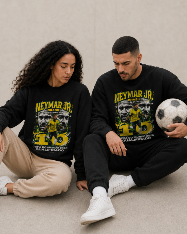 Neymar Jr Brasil Seleção Brasileira Copa do Mundo 2026 Qualificado Unisex Fan Crewneck