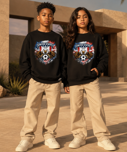 United States 2026 Eagle Crest Kids Fan Crewneck