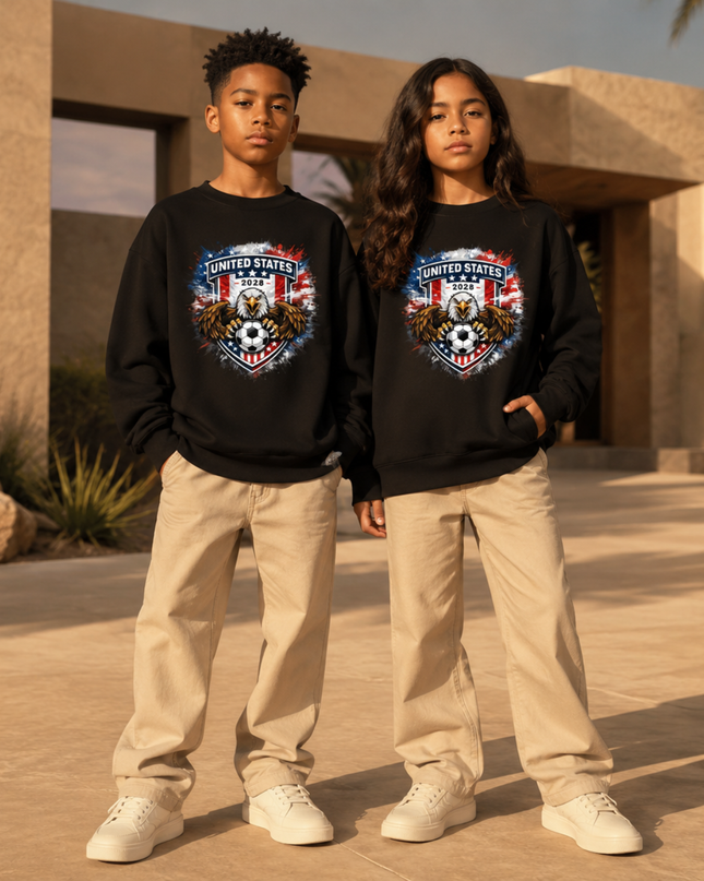 United States 2026 Eagle Crest Kids Fan Crewneck