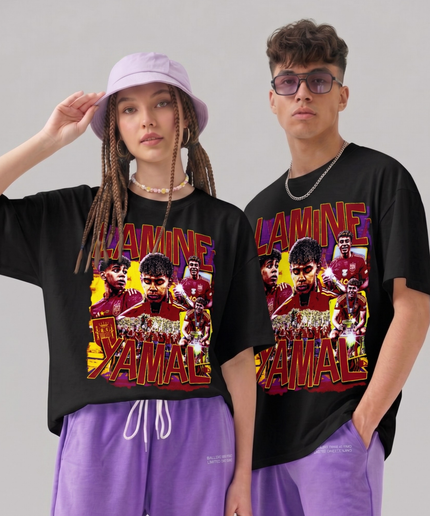 Lamine Yamal Spain Vintage Bootleg Collage Unisex Fan T-Shirt