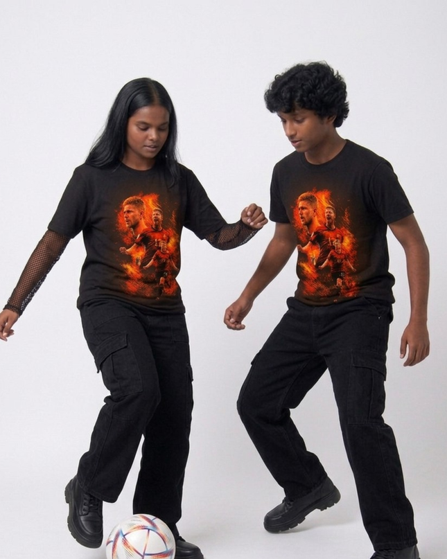 Kevin De Bruyne #17 Belgium Red Devils Fire Duo Soccer World Cup 2026 Unisex Fan T-Shirt
