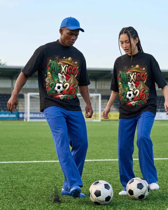 T-shirt unisexe Coupe du Monde de Football Mexique 2026 Graffiti Fiesta