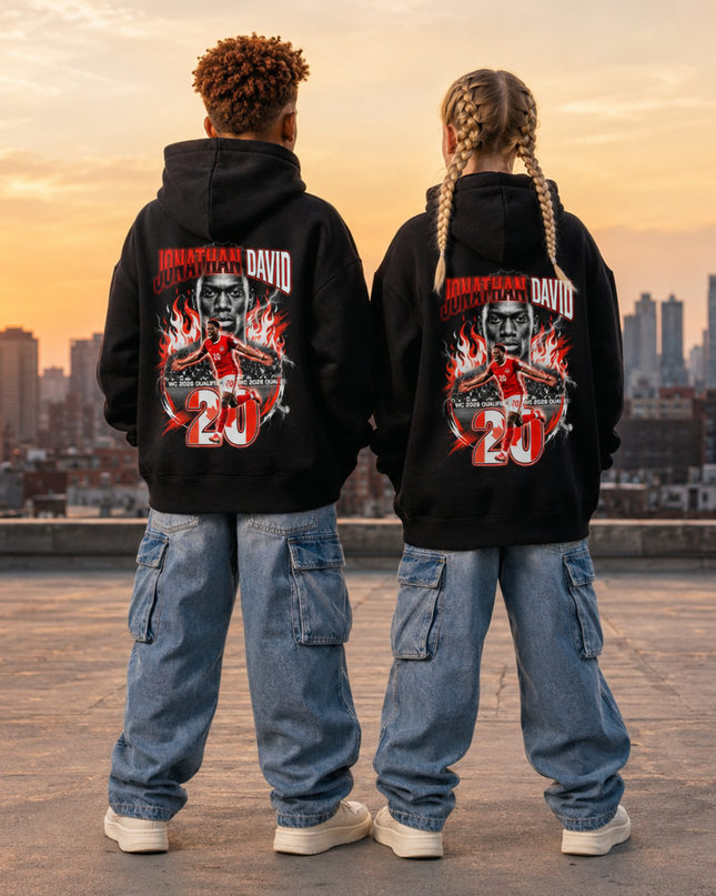Jonathan David #20 Canada Kids Fan Hoodie - Qualifier Edition