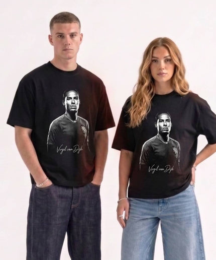 Virgil van Dijk Netherlands Legend Signature Dark Portrait Unisex Fan T-Shirt